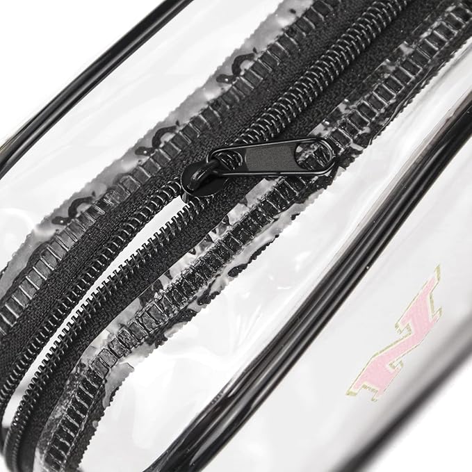 Clear Toiletry Bag,Portable Travel Toiletry Bag,Chenille Letter Cosmetic Bag with Zipper,Waterproof Makeup Bag,Cosmetic Storage Organizer for Women Men,Travel Essentials (Black,K)