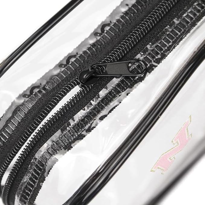 Clear Toiletry Bag,Portable Travel Toiletry Bag,Chenille Letter Cosmetic Bag with Zipper,Waterproof Makeup Bag,Cosmetic Storage Organizer for Women Men,Travel Essentials (Black,U)
