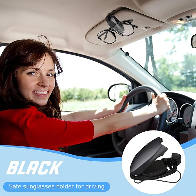 Frienda 10 Pieces Auto Car Vehicle Sun Visor Clip Holder for Sunglasses Glasses Holder Hanger Eyeglasses Mount Ticket Card Clip Car Accessories(Black)