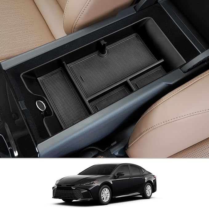 CDEFG for 2025 2026 Camry Center Console Organizer Accessory Tray for 2025 2026 Toyota Camry XSE XLE SE LE Accessories Middle Console Organizer Armrest Tray Storage Box