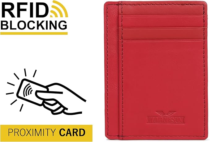 Ultra Slim Leather Wallet Just 0.12 Thick, 6 Card Slots, RFID Blocking, Soft, Durable, Minimalist Genuine Leather, Credit Card Holder for Men & Women Great Gift