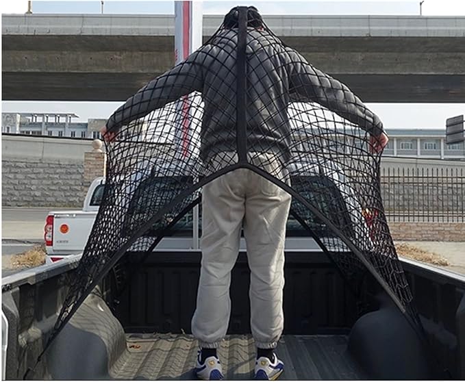 Cargo Net Suitable for Daily Light Loads of SUV Trucks,Mesh Organizer 4'x4' Stretches to 7'x7',Highly Elastic Truck Bed Net for Pickup Truck Bed