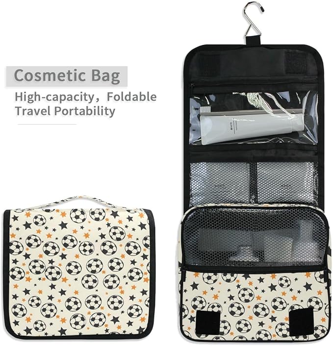 Hanging Travel Toiletry Bag Kit Boys Makeup Case Cosmetics Organizer for Men Women (Many Ball and Star)