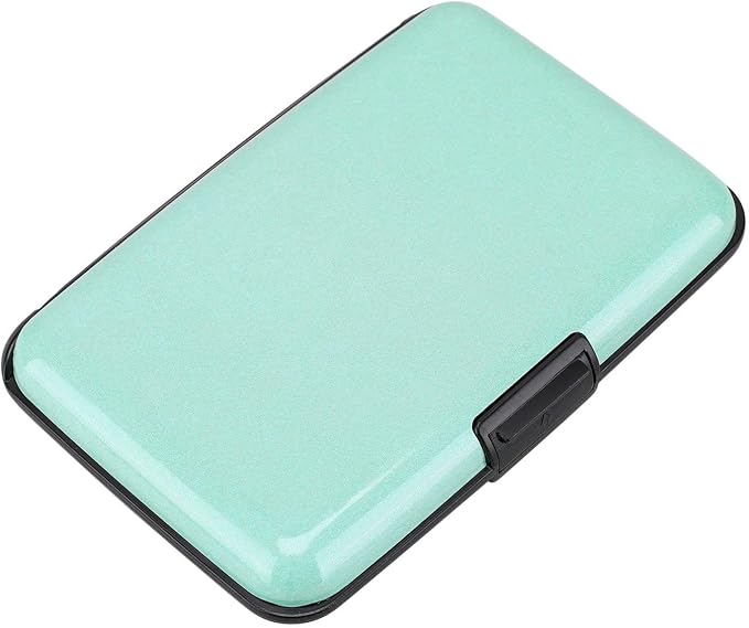 ELFISH Mini RFID Aluminum Wallet Credit Cards Holder Business Card Case Metal ID Case for Men Women (Light blue)
