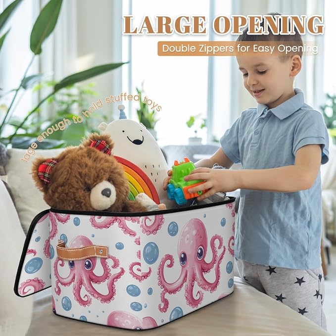 Octopus Storage Basket for Bedroom Kitchen Bathroom Storage Bins with Lids Collapsible Toy Cube Storage Organizer for Kid Teen Women Men