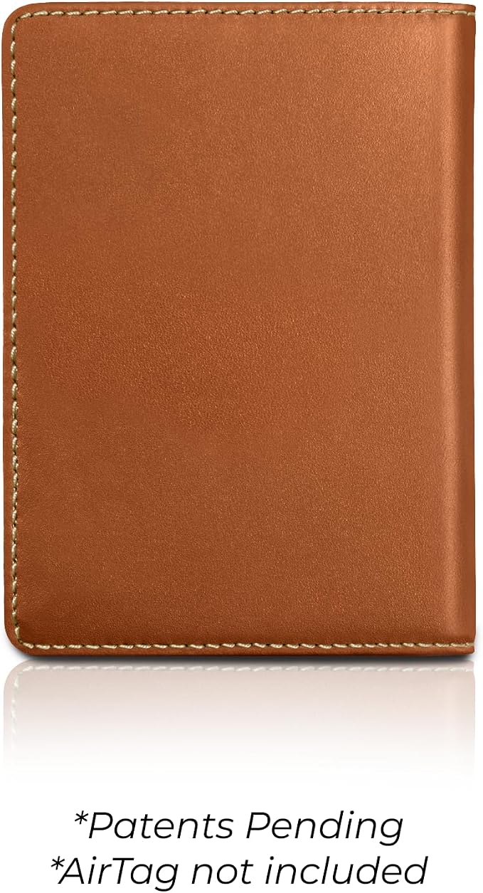 Kings Loot Passport Holder Wallet – RFID Blocking Leather Travel Wallet with Built-in Airtag Holder – Holds 1-6 Cards & Passport – Easy Pull Tab – Slim & Stylish Wallets (Saffron)