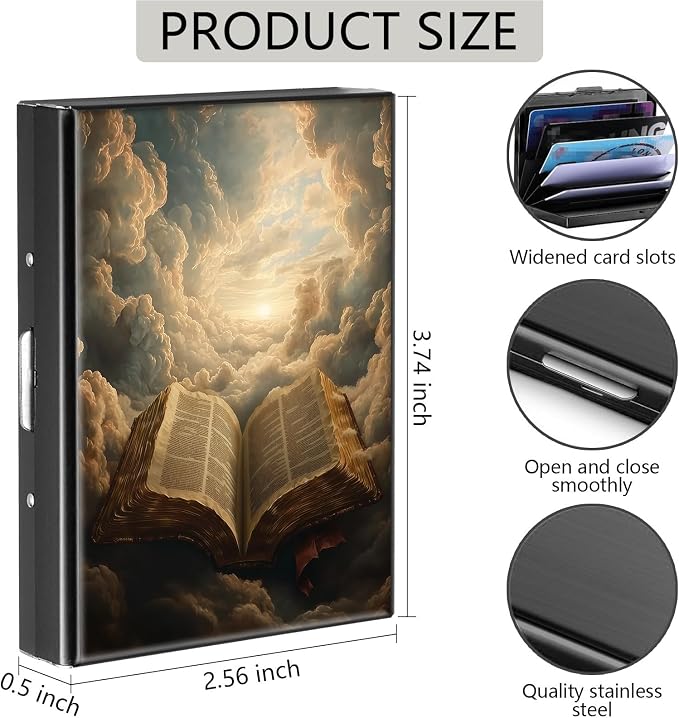 Credit Card Holder Books Design Mini RFID Blocking Aluminum Wallet Slim Metal Hard Cover Shell Travel Wallet ID Cases Small Credit Cards Case Business Cards for Women Men Girls