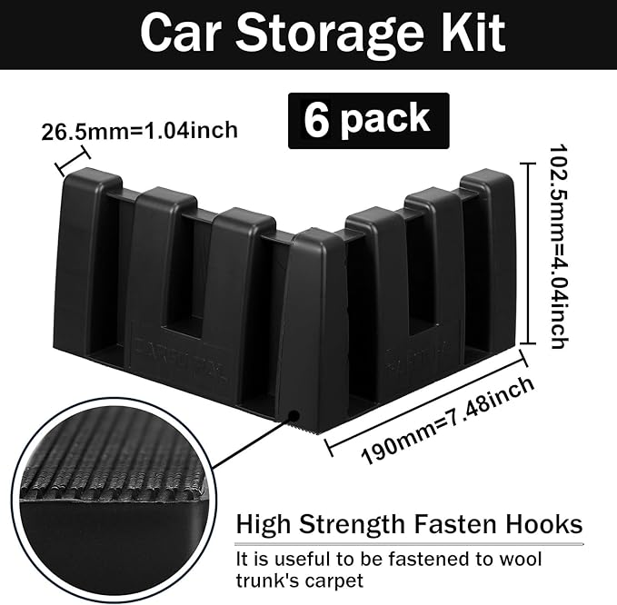 6 Pack Car Trunk Organizer Blocks for Back of SUV Multipurpose Car Storage Organizer Blocks Trunk Divider Available to Wool Carpet for Truck SUV Van Cargo