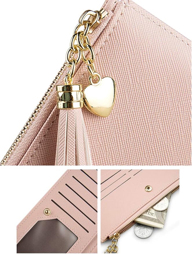 Valentoria Womens Wallet Cute Elegant Long Slim Card Holder Case Minimalist Coin Purse Thin Tassels Zip Clutch Wallets for Girls Ladies | Cute, Elegant, Long, Slim, Case, Minimalist