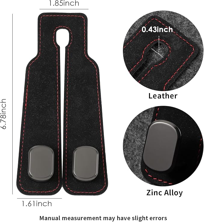 KINIVA Car Seat Headrest Storage Hooks, Set of 2, Suede PU Leather, Double Hooks (Black-4 Pack)