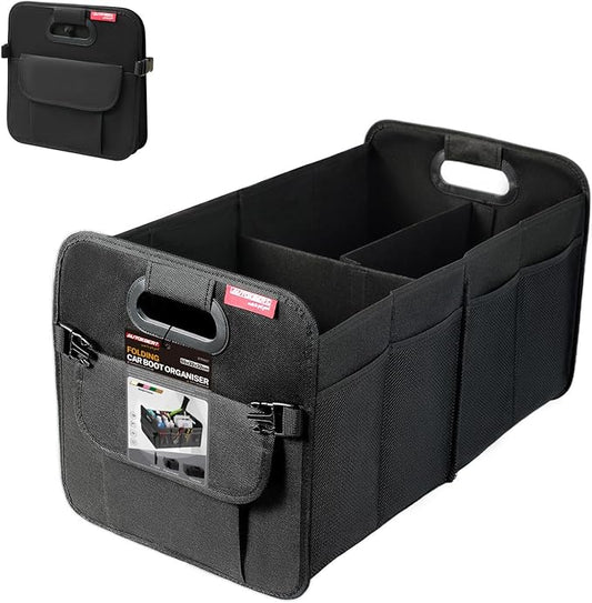 Trunk Organizer-55L Oxford Folding Car Organizer,Sturdy Car Organizer with Collapsible Multi-Compartment for SUVs and Sedans(Black)