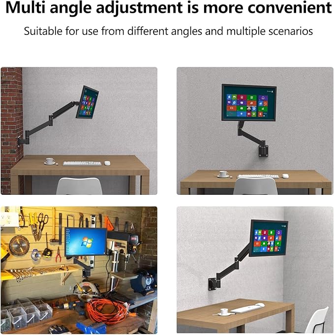 Adjustable TV Wall Mount Bracket with Extended Arm, Ideal for 17-21 Inch Screens, VESA 75x75mm, 100x100mm, Perfect for Bedroom or Workspace, Swivel Design, Holds up to 5.5kgs