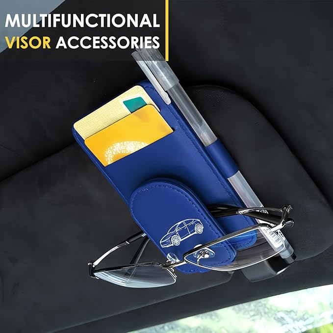 Model Y Sunglass Holder Clip Compatible with Tesla Model Y Juniper Interior Accessories Organizer Eyeglass Hanger Visor Ticket Card Decor Sunglasses Holders Part De Decorations (Blue)
