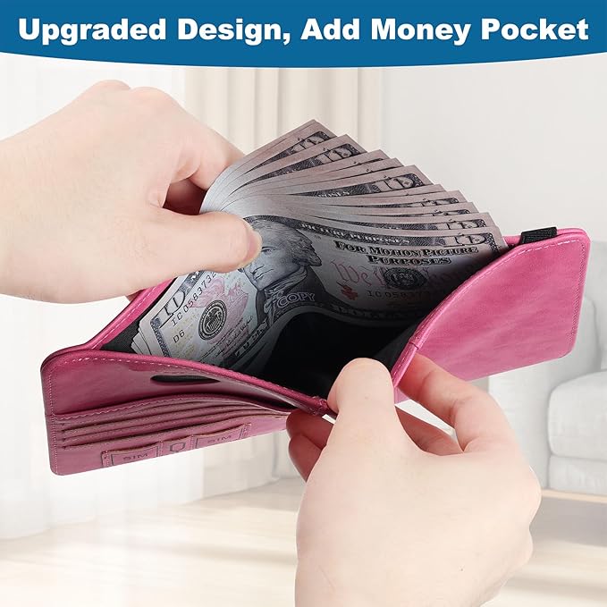 Airtag Passport Holder for Travel Essentials Wallet Rfid Blocking Cover Leather Case Vacation Travel Accessories for Women Men (601#Pink)