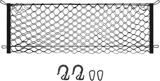 Canvcle Trunk Cargo Net for 2020-2026 Ford Explorer Accessories Envelope Style Mesh Trunk Net Organizer and Storage Stretchable Adjustable Elastic Nylon Rear Cargo Netting with Hooks