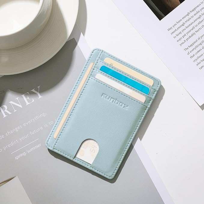RUNBOX Slim ID Cases Minimalist Front Pocket RFID Blocking Leather Wallets for Men and Women Card Holder Wallets Gifts for men