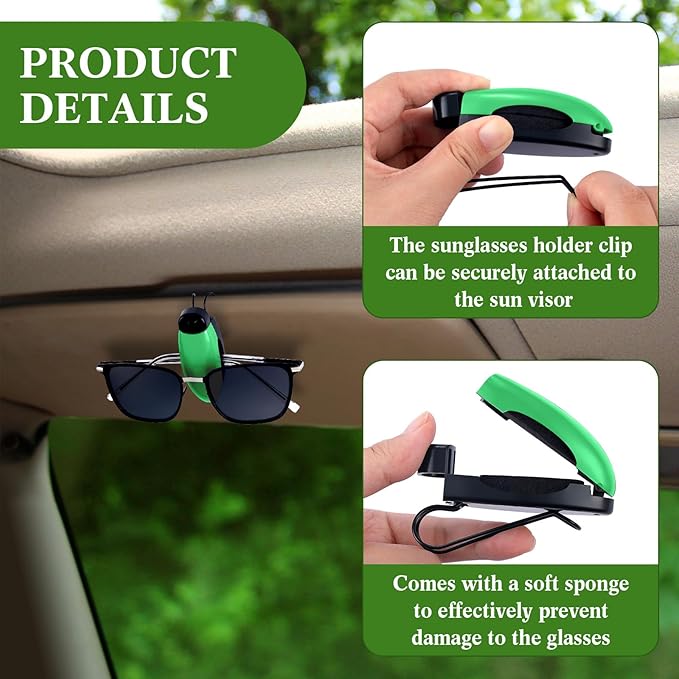 Frienda Car Sunglasses Holder Clip 2 Pieces Sunglasses Visor Clips for Car Sun Visor Glasses Holder Eyeglasses Mount Accessories (Green)