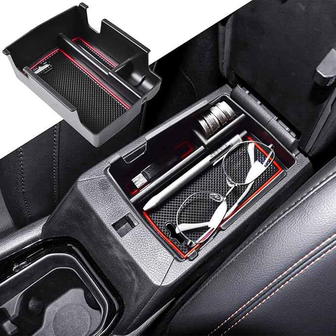 TACOBRO Center Console Organizer Tray Compatible with Jeep Compass 2022 2023 2024 2025 Accessories Insert Armrest Glove Box Secondary Storage Divider ABS Materials，Red