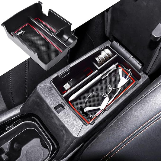 TACOBRO Center Console Organizer Tray Compatible with Jeep Compass 2022 2023 2024 2025 Accessories Insert Armrest Glove Box Secondary Storage Divider ABS Materials，Red