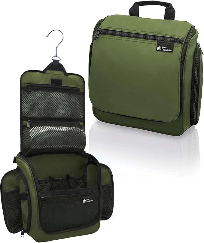 D&D Wanderlust D&D Hanging Travel Toiletry Bag for Men and Women – Cosmetics, Makeup and Toiletries Organizer Kit with 10 Compartments