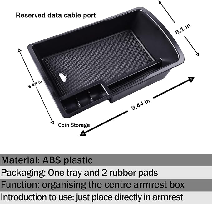 TACOBRO Center Console Organizer Tray Compatible with Genesis GV80 2021 2022 2023 2024 Accessories, Secondary Storage Armrest Glove Box - Black Trim (Not Fit 2025)