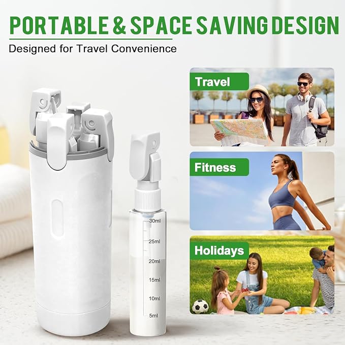 4 in 1 Travel Dispenser,4 Pack 30ML Travel Bottles for Toiletries,Refillable, Leak Proof and Portable,Suitable for Storing Shampoo, Shower Gel, Laundry Detergent, Suitable for Travel, Camping (White)