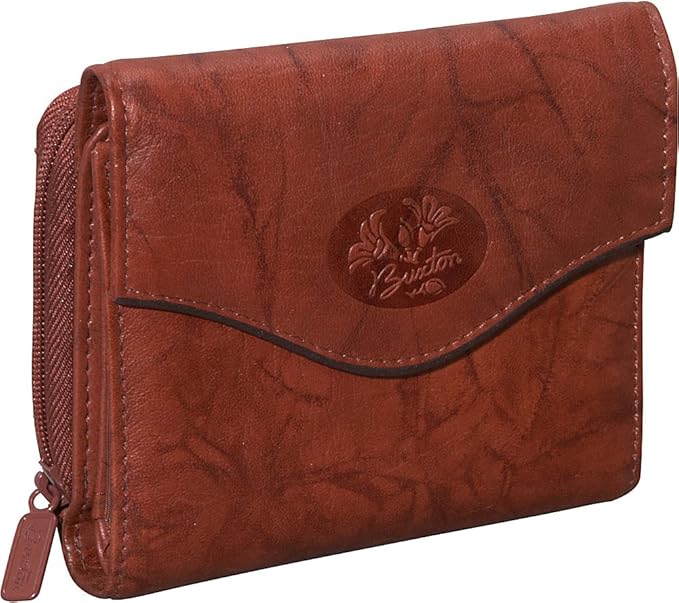 Buxton Heiress Leather Zip Purse (Mahogany)