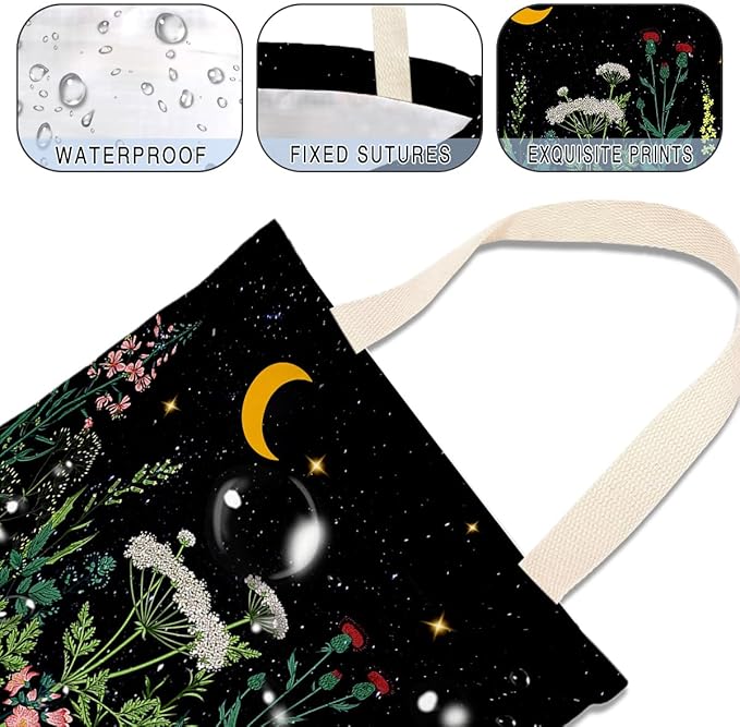 IRADA Car Trash Bag Hanging No Snap Small Garbage Bag for Car Back Seat Cute Printed One-Handed Strap Trash Bags Car Accessories-Wildflowers-Black Car Trash Bags