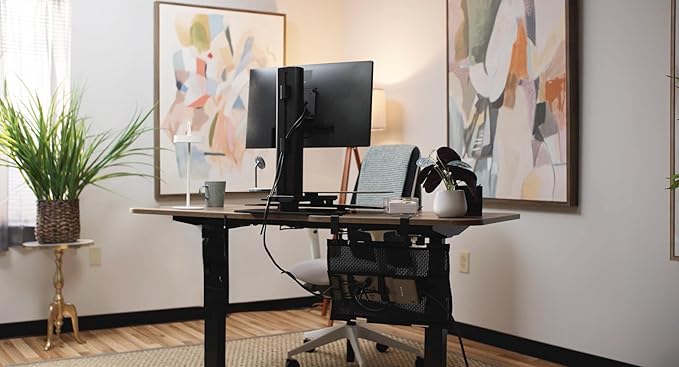 PERFECT POSTURE Mini Mesh Cable Organizer – Clamp-Mounted Under Desk Cable Management System, Flexible Mesh & Standing Desk Compatible – Black, 19” (1-Pack)