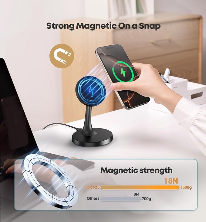 2 Pack Magnetic Wireless Charger iPhone, 15W Fast Mag-Safe Charger Stand for iPhone 17/17 Air/17 Pro/17 Pro Max 16/15/14/13/12 Series Magnet Wireless Charging Station/Pad for AirPods- Gifts Ideas