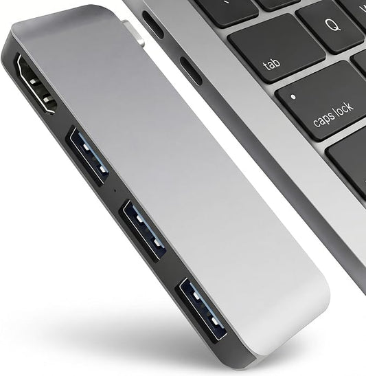Direct-Plug USB C Hub HDMI 4K Docking Station with 3 USB 3.0 Ports 5Gbps | Flush-fit USB-C hub, easy to plug and unplug with one hand. Compact size saves desk space and enables convenient storage