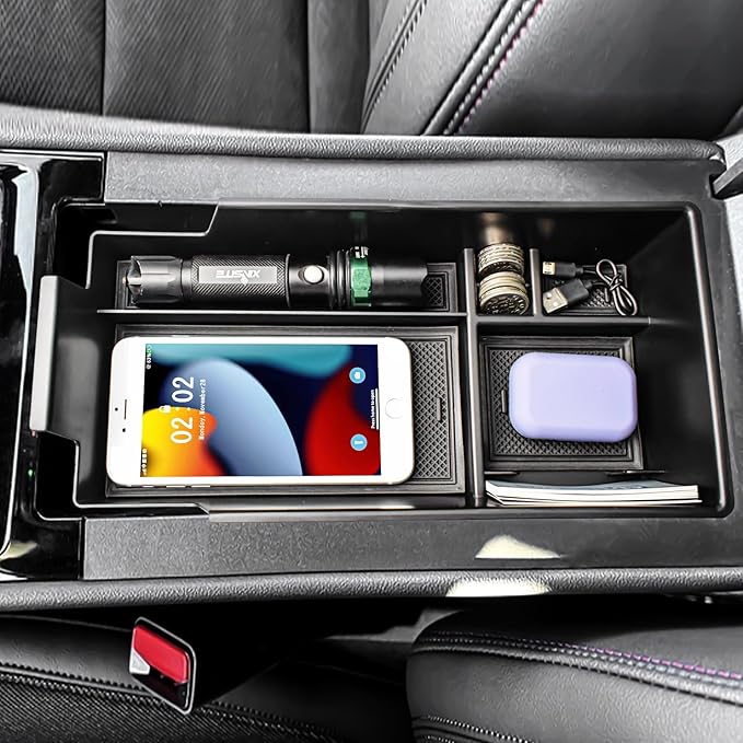 EDBETOS Center Console Organizer Compatible with 2024 2025 2026 Chevy Blazer EV Insert Tray Pallet Storage Accessories Interior Secondary Armrest Storage Box, ABS Black