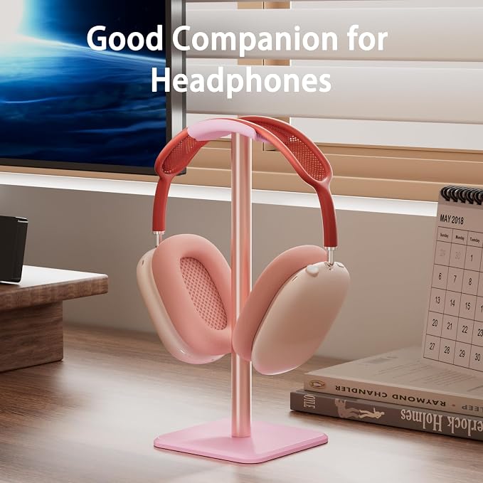 Headphone Stand - Headset Stand with Aluminum Hanger, Headphone Holder for AirPods Max, Sony, Bose, Beats and More (Pink)