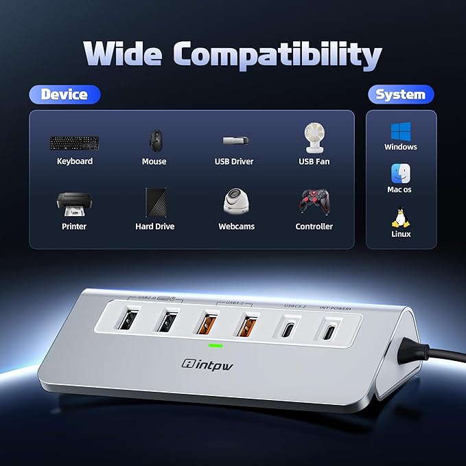 P9 PRO USB C Hub 10Gbps, 9-in-1 USB C Docking Station with 4K@60Hz HDMI, Type-C & 2 Type-A 3.2, 2 USB-A 2.0, PD 100W, SD/TF Port,Aluminum USB Hub for Laptop, iPhone 17 Series, MacBook Air/Pro