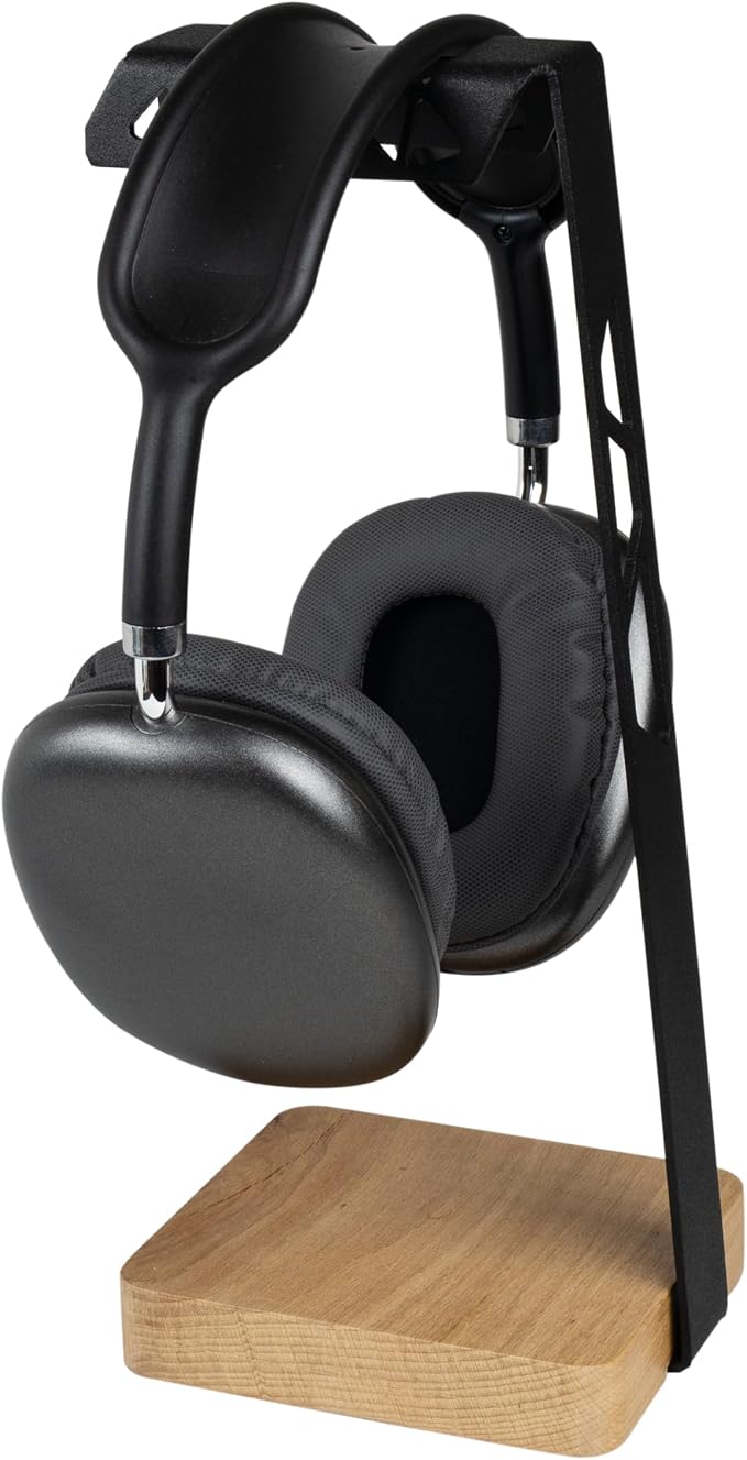 Headphone Stand, Headphone Holder Premium , Gaming Headset Holder, Handcrafted Wood Steel Headphones Stand for Desk, Premium Handcrafted Steel Headphone Stand