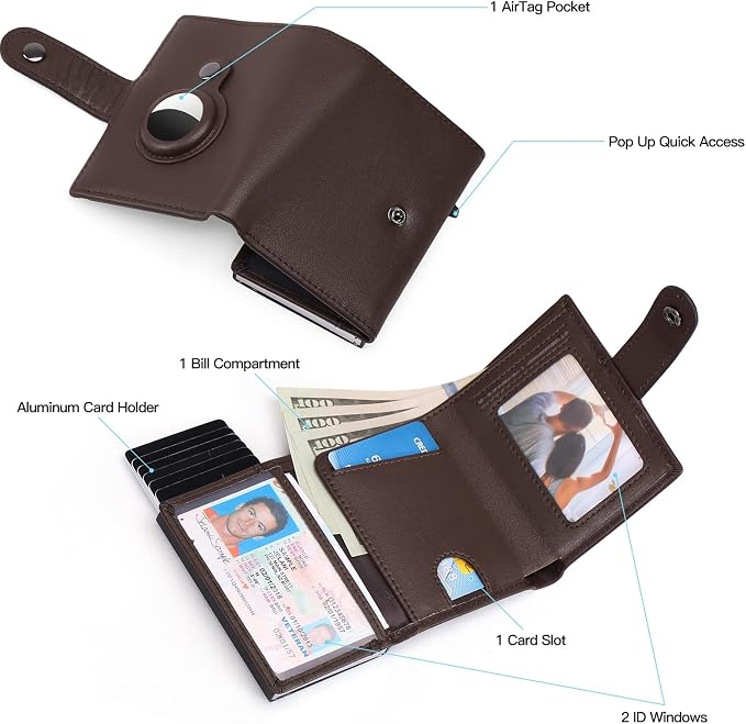 FALAN MULE Wallet for Men Genuine Leather AirTag Wallet RFID Blocking Credit Card Holder Minimalist Wallet with Gift Box