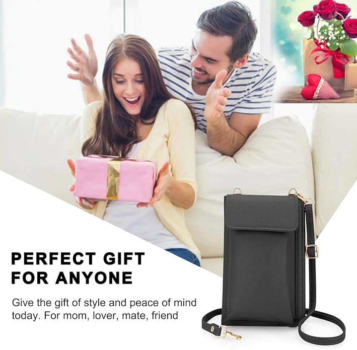 DOB SECHS Leather Passport Wallet Crossbody Phone Bag, RFID Blocking Passport Holder Credit Cards Case for Women