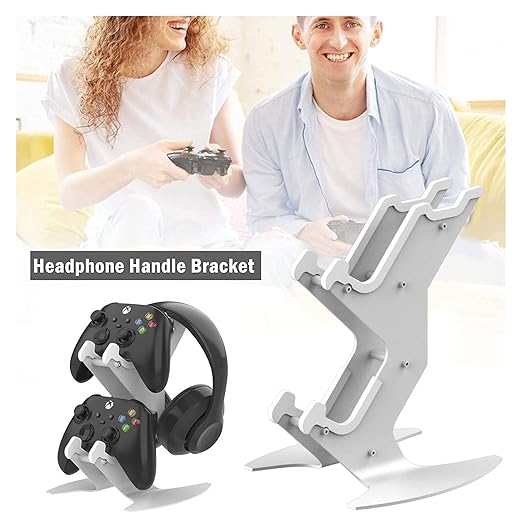 NBCP Controller Holder, Game Controller Headset Stand for Xbox Series X S/Xbox one / PS5 / PS4 / NS/PC/Headset, Aluminum Metal Headset Mount Universal Organizer for Video Game Accessories (White)
