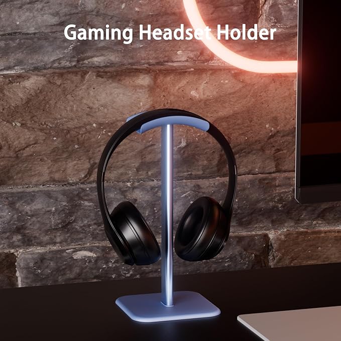 Headphone Stand for Desk - Headset Stand with Aluminum Hanger, Headphone Holder for AirPods Max, Sony, Bose, Beats and More (Blue)