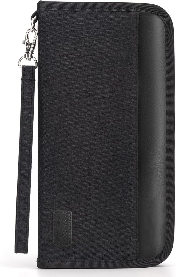Boonbery Passport Holder Family, RFID Blocking Travel Passport Wallet for 4-6 Women Men, Waterproof Travel Document Organizer Credit Cards Case, Portable Passport Bag with Zipper Pocket (Black)