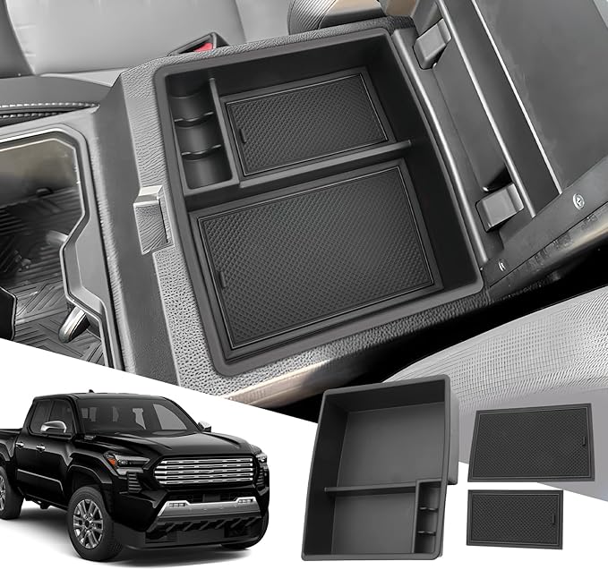 SXCY for 2024 2025 2026 Toyota Tacoma Center Console Organizer for 2024 2025 2026 Toyota Tacoma Accessories Console Tray 2024-2026 Tacoma Console Organizer 2024-2026 Tacoma Limited Accessories Black