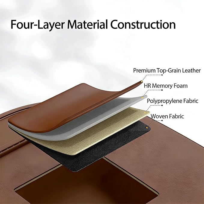 Universal Foldable Car Backseat Organizer with Table Tray, Car Seat Back Protector with Touch Screen Phone Holder, Premium Leather Kick Mats with Storage Pockets Tissue Holder (Brown)