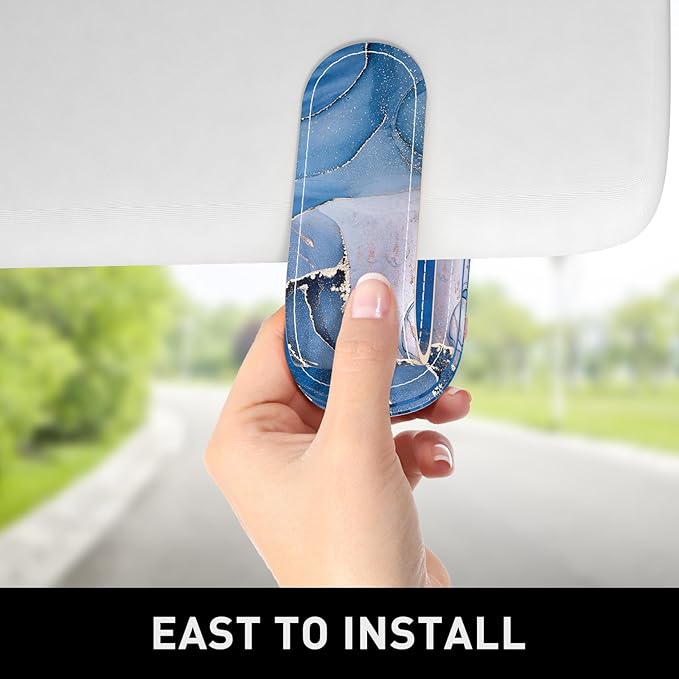 Sunglasses Holder for Car Visor, Magnetic Leather Car Sunglass Holder, Car Sun Visor Glasses Hanger Clip, Car Interior Accessories for Women Men, Fits All Size Eyeglasses