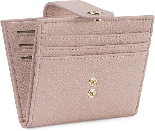 BOSTANTEN Slim Wallet for Women Small RFID Blocking Credit Card Holder Leather Bifold Wallets with Zipper Coin Pocket Pink