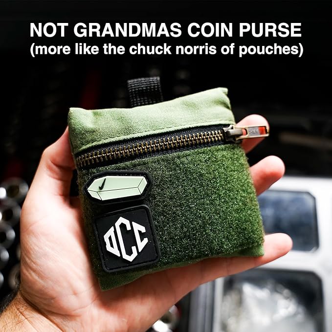 EDC Canvas Pouch (EDC Canvas Pouch, Pocket Organizer, Mighty Pouch for Men, EDC Bags with Velcro, Small Tool Pouch, Utility Pouch for Multitools, Waxed Compact Organizer