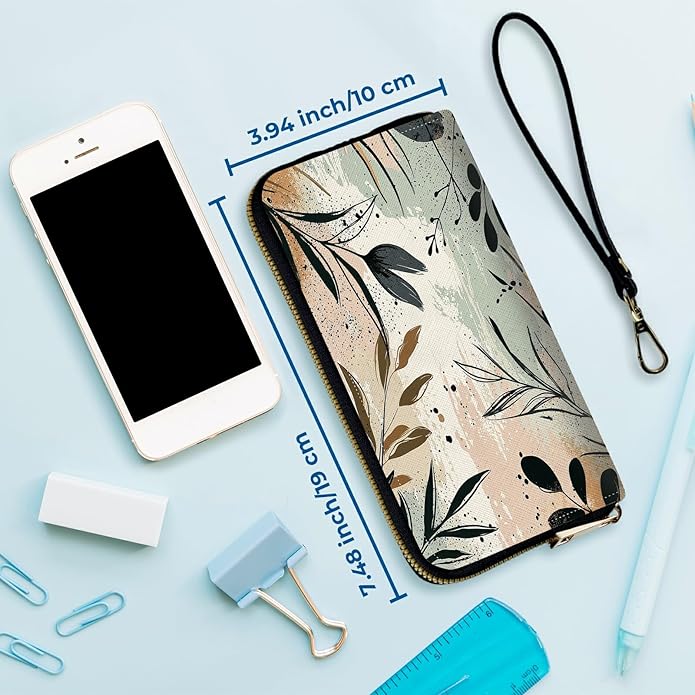 Wristlet Wallet for Women, RFID Blocking Phone Wallet, Large Capacity Zip Around Clutch, Fits iPhone 15 Pro Max, Travel Organizer Purse