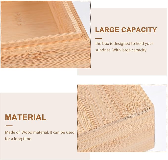 Wooden Desktop Organizer Box with Lid Storage Case for Home and Office Hand-polished Square Storage Bin Sleek Modern Design for Jewelry Cosmetics Stationery and Essentials