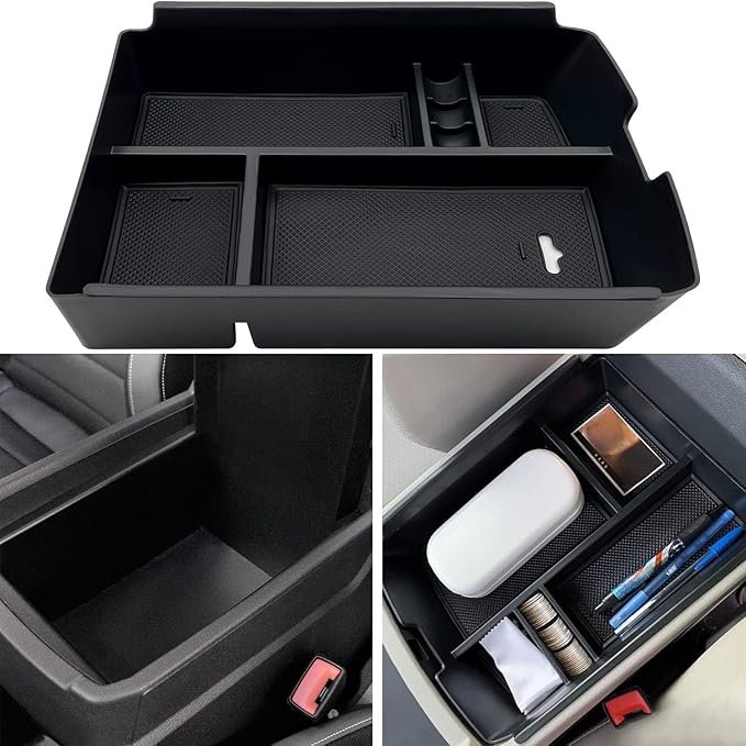 JOJOMARK for VW Atlas and Cross Sport Accessories Center Console Organizer 2018 2019 2020 2021 2022 2023 Insert ABS Armrest Box Secondary Storage (Not fit for 2024)