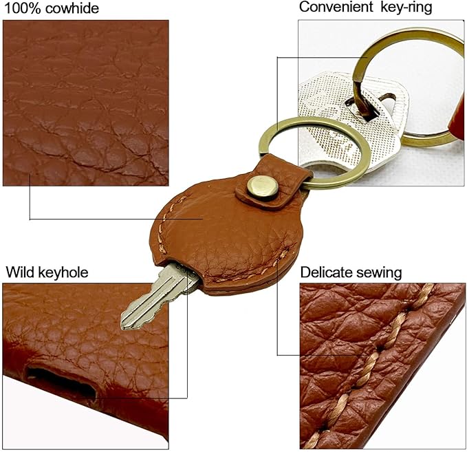 Genuine Leather Key Ring,Key Sleeve for Men, Women, Key Holder, Stylish Key Cover for Broken Key,Key Chain