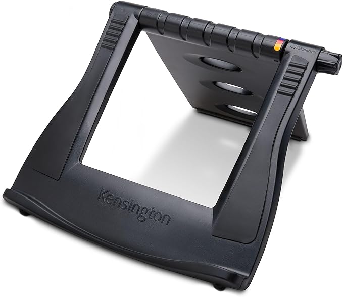 Kensington Adjustable Aluminum Laptop Stand for Desk, Ultra-Slim Lightweight Foldable Portable Notebook Holder, Anti-Slip Silicone Tablet Mount for 10"-17" Laptops and Tablets, Black K50428WW